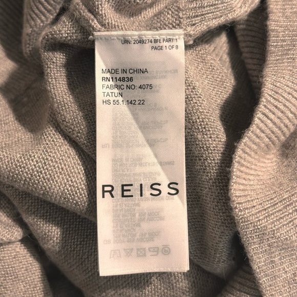 REISS Sz M Sweater Cowl Neck Raglan Sleeve Alpaca Wool Other Blend Ecru Cream - Picture 9 of 11